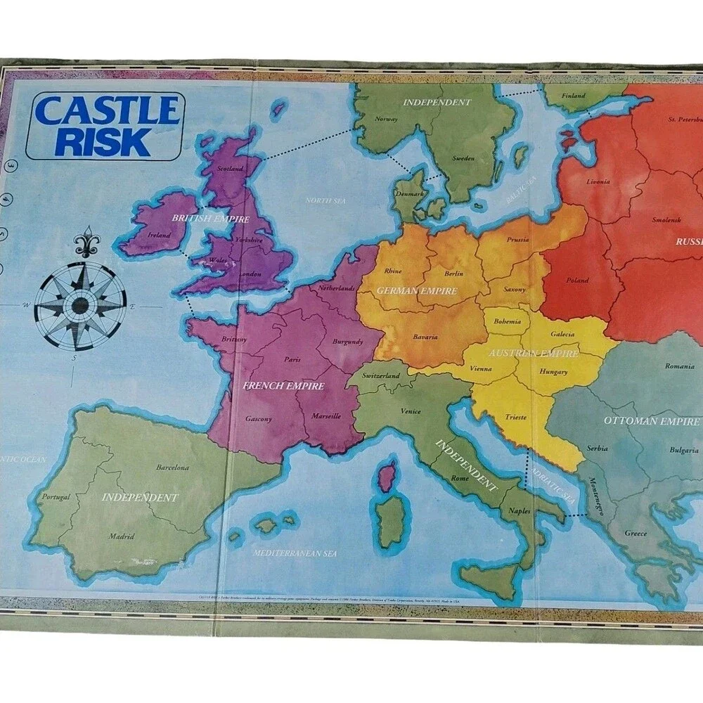 Parker Bros Risk and Castle Risk VTG 1990 Strategy War 2 Board Game COMPLETE EUC